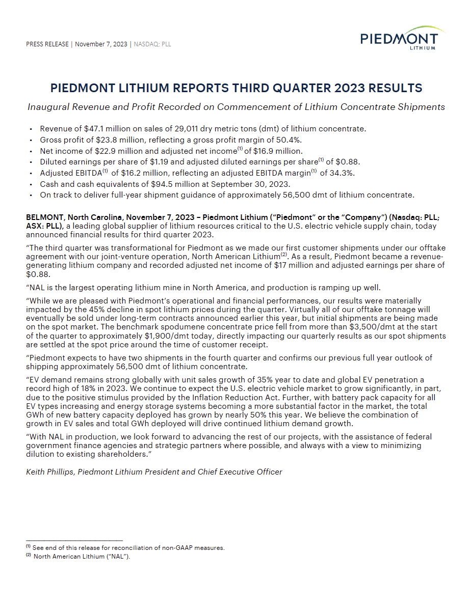 Q3 2023 Press Release cover